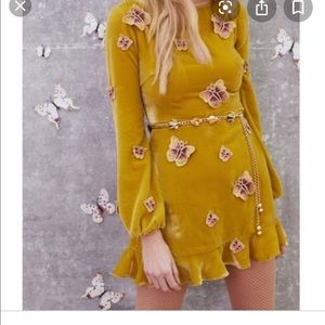 For love and lemons yellow butterfly mini dress
